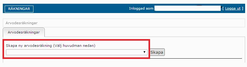 3. Arvodesräkningar 3.1 Skapa ny arvodesräkning och öppna arvodesräkning Du skapar en ny arvodesräkning längst upp på förstasidan.