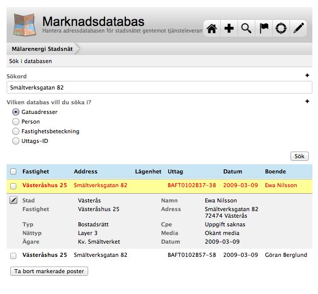 Stadsnätet har sin egen datafil som man enkelt kompletterar och laddar upp till servern. Eller som man skickar automatiskt via Marknadsdatabasens API.