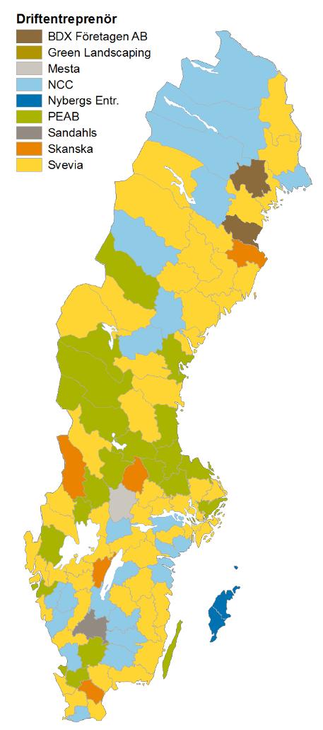 1. INLEDNING 1.1 Bakgrund Trafikverket har delat in Sverige i ungefär 110 geografiska drift- och underhållsområden som kallas Område för basunderhåll väg.