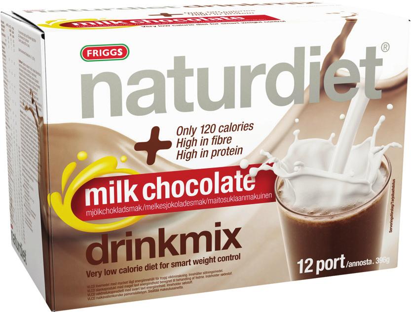 Nya Naturdiet-produkter Naturdietsortimentet har nu utökats med två nya produkter Naturdiet Drinkmix Milk Chocolate, som är en fullvärdig kostersättning, VLCD, för en snabb start på viktnedgången,
