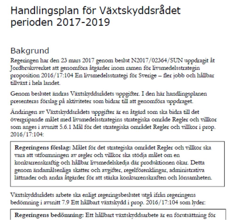 Nytt uppdrag 2017-2019 Växtskyddsrådet har