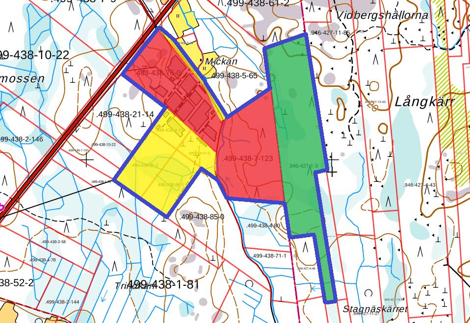 S i d a 15 Bild 17. Markägoförhållandet. Rött Korsholms kommun, grönt Vörå kommun och gult privatägt 3.2 