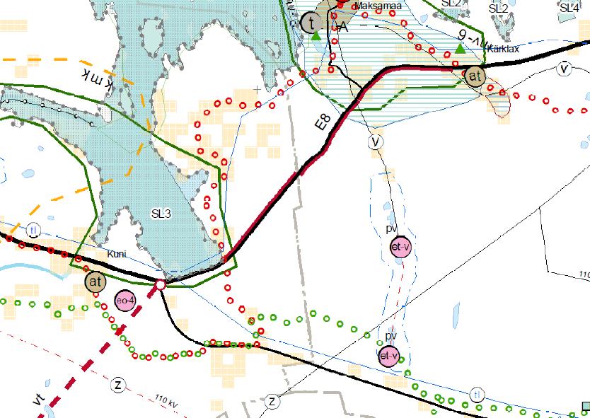 S i d a 18 Bild 18. Utdrag av Österbottens landskapsplan 2030.