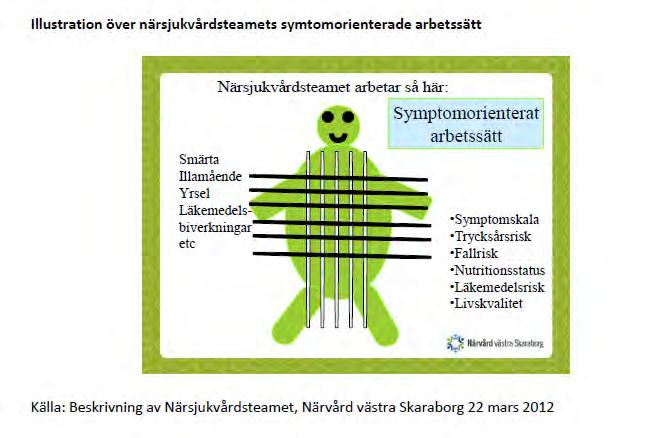 En plan för att bättre tillgodose äldres behov av vård, dels genom nära vård i hemmet i primärvården, dels genom en geriatrisk mottagning och mobila geriatriska team Närsjukvårdsteamet i Skaraborg