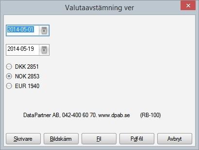 Valutaavstämning Verifikationer Denna rapport stämmer av valutor utifrån verifikationsnummer.