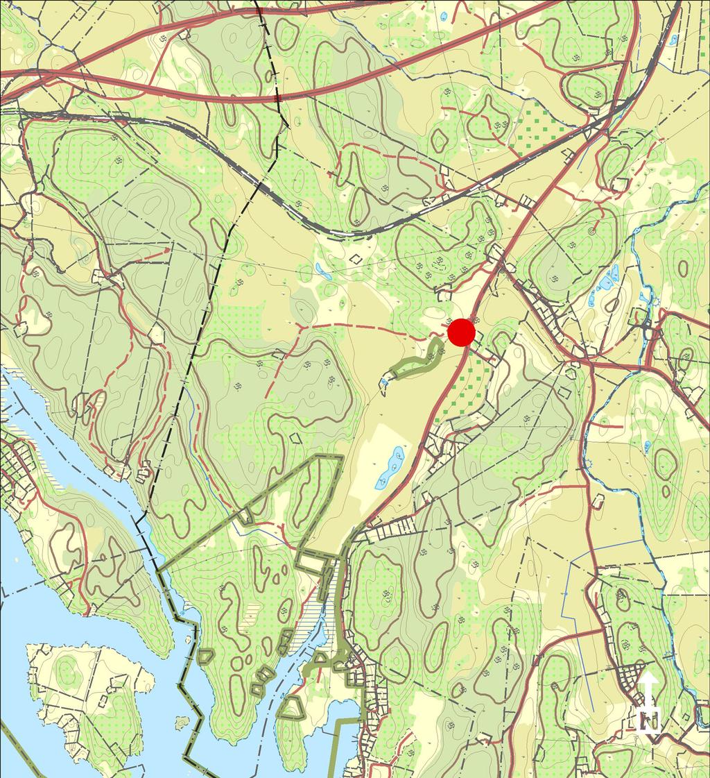 Fig.2 UO och topografin kring Järnavikshalvön. Avståndet från undersökningslokalen till havet är ca. 1,2 km.