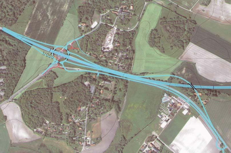 4. VÄGFÖRSLAG Alternativ 3 Alternativ 3 byggs i ny sträckning ca 2 km norr om befintlig väg, i randzonen mellan skogen och det öppna kustlandskapet.