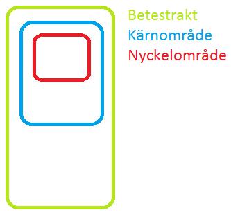 Figur 1. De olika nivåerna av beteslandsindelning från renbruksplaner: betestrakt, kärnområde och nyckelområde. Figure 1.