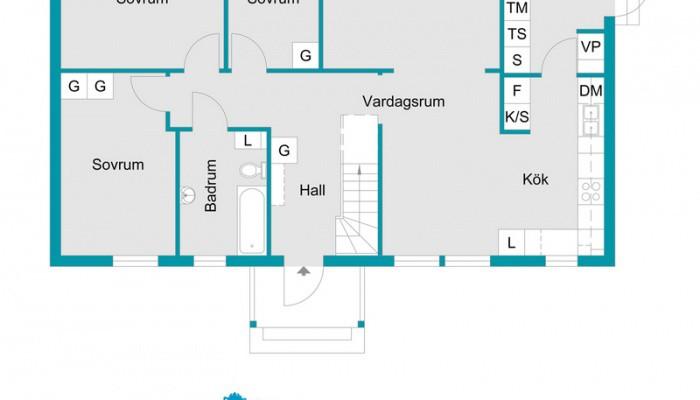 0 rum (3 sovrum) / 101 m² Område