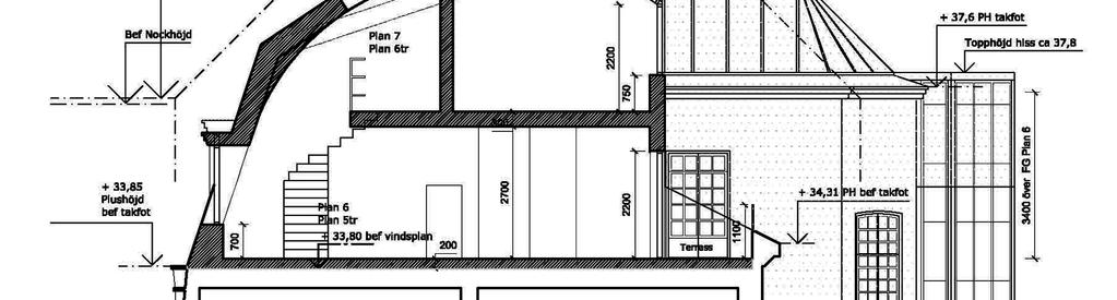 4 (6) S-Dp 'diarienr' Sektion. Förslag. Under gården föreslås ett garage rymmande åtta bilplatser. Tillfart planeras ske genom befintligt garage i angränsande fastighet, Hjorten 22, Brahegatan 31.