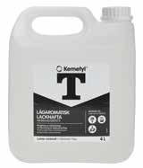 KEMETYL T-LACKNAFTA Kemetyl Lacknafta till förtunning av olje- och alkydfärger samt rengöring av måleriverktyg.tar också bort fläckar av olja, stearin, målarfärg, asfalt, skidvalla etc.