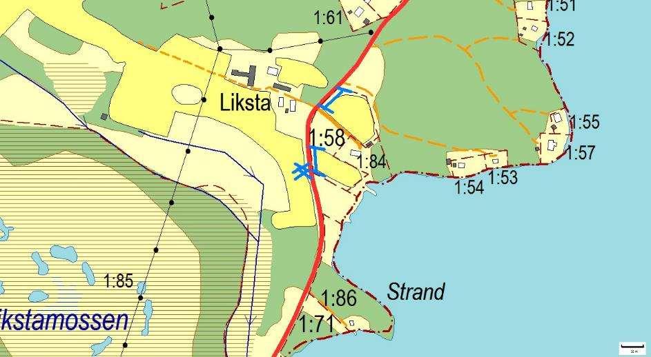 Övriga alléer och vägträd 772, Liksta, TRANMOSSEN Allé ID på karta 22 Vägnummer S 772 Namn Liksta, TRANMOSSEN Gammalt namn och ID 0772_2 Östra sidan 11 träd (björk, ek).