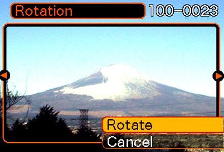 AVSPELNING Rotering av den visade bilden Gör på nedanstående sätt för att rotera bilden 90 grader och registrera information om rotationen tillsammans med bilden.
