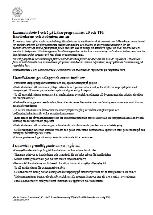 Samarbetskontrakt OBS! Gäller både student och handledare!! OBS!! Be handledaren läsa det noga innan ni börjar skriva plan samt påbörjar ert arbete!