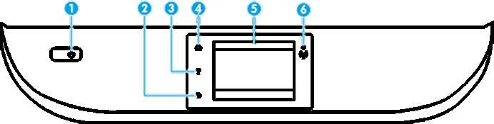 Kontrollpanel och statuslampor Översikt över knappar och lampor Följande diagram och tabell ger en snabbreferens till funktionerna på skrivarens kontrollpanel.