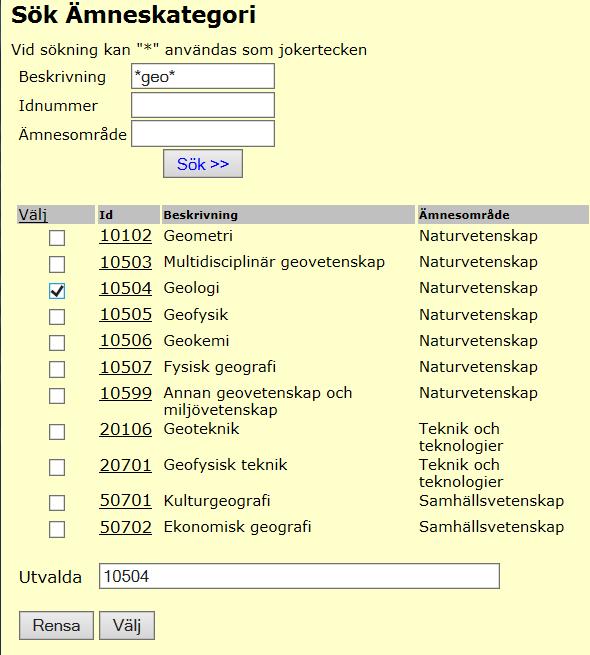 Väljer ni fel så kryssar ni i rutan Ta