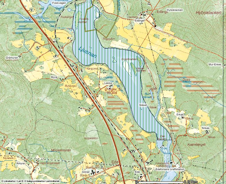 PM 16 (22) Bild 7. Rastreringen markerar delar av Natura 2000-området Mellanljusnan Korskrogen - Edeforsen.