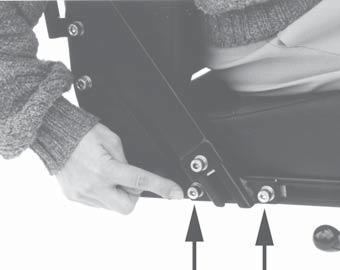 Justering av armstöd i djupled: Armstödet kan skjutas framåt/ bakåt i djupled i C-skenan.