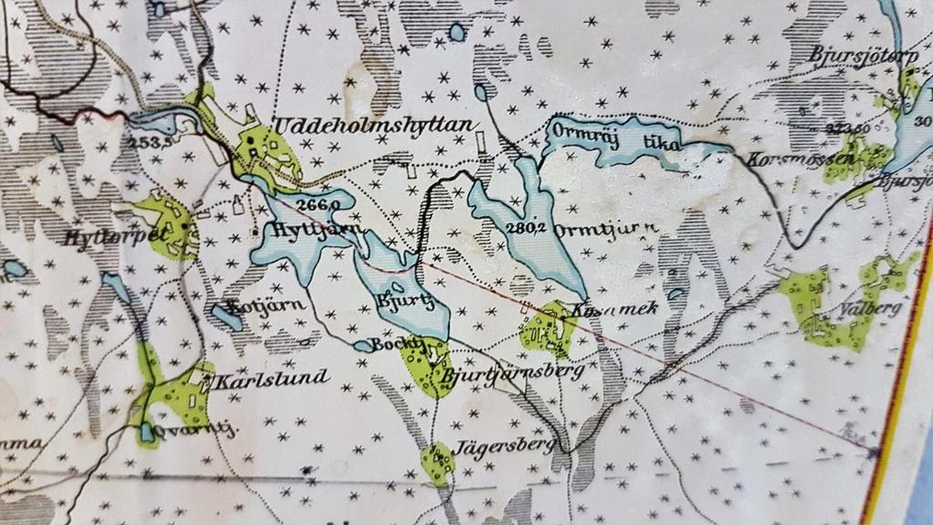 Karta fra n 1890-talet. VATTENMYNDIGHETENS BEDÖMNING 2016 Vattenmyndigheten har som förslag klassat ner Klamma älv från god ekologisk status år 2009 till måttlig 2016.