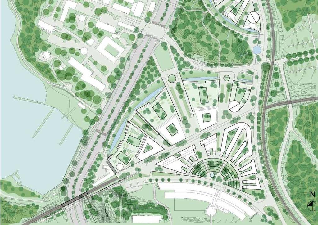 Vallgraven omhändertar dagvatten och kan utgöra en livsmiljö för amfibier.