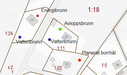 Principskiss på situationsplan endast ett exempel Situationsplanen ska lämnas in i skala 1:300 1:500 Situationsplan kan beställas av Kundcenter 0303-238000 Rekommenderad minsta avstånd: Vattenbrunn