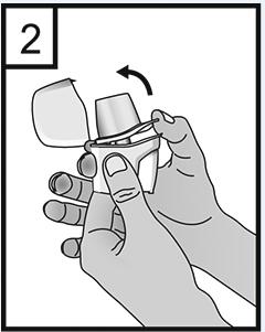 2. Håll ett fast grepp om inhalatorns underdel och öppna