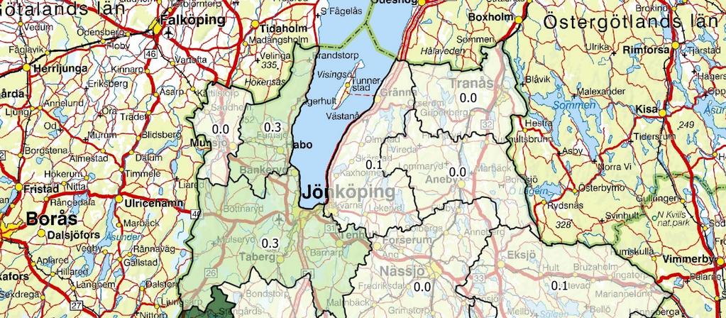 Avskjutning dov- och kronvilt Jönköpings län 2017/2018 Dovviltet är ännu i en etableringsfas och förekommer främst i ytterkanterna av länet.