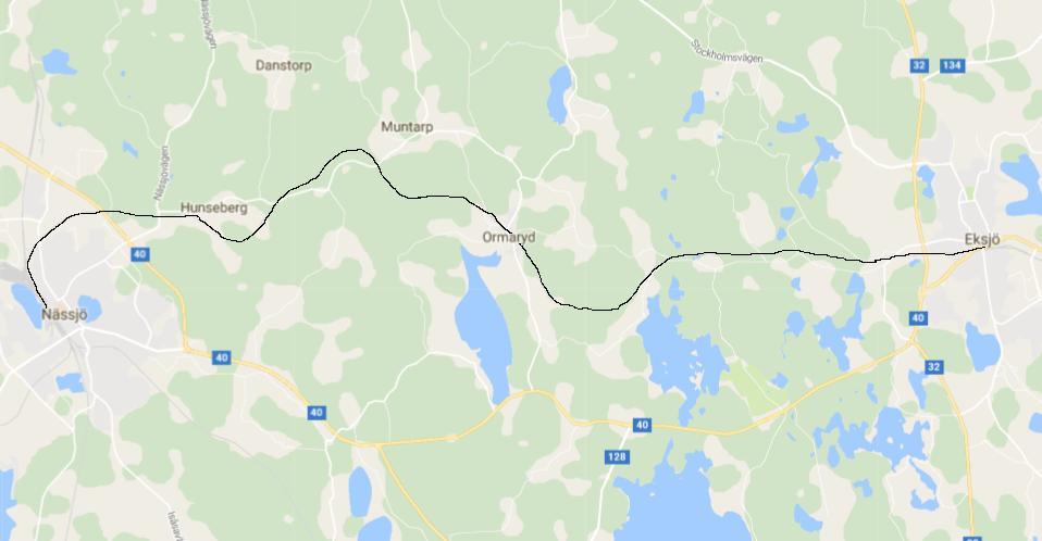 Nässjö - Eksjö, elektrifiering, JSY183 1. Beskrivning av åtgärden Nuläge och brister: Sträckan Nässjö Eksjö är 21 km lång och trafikeras i dagsläget av de så kallade Krösatågen.