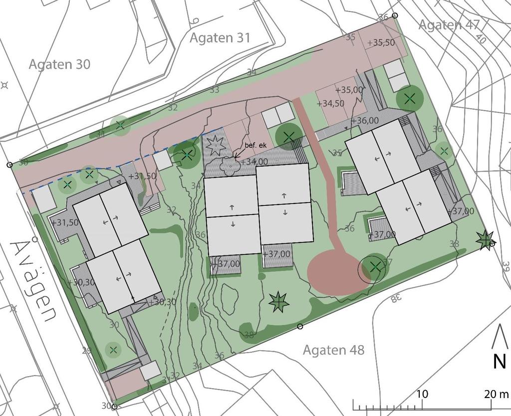 2 Situationsplan med preliminär höjdsättning.