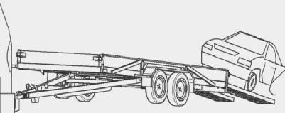 6 Lastningsanvisningar för biltransporttrailer 2.6.1 Lastningsbestämmelser Före lastning försäkra Dig om att trailern står stabilt och i horisontalt läge. Ansätt parkeringsbromsen!