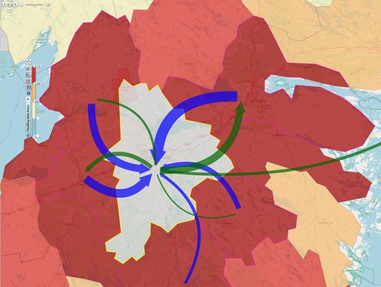 Intresserade av arbetspendling rekommenderas att studera den riktade pendlingen mellan Sveriges alla kommuner via denna länk. http://app.linkoping.se/statdok/explorer/flowmaprs/index.