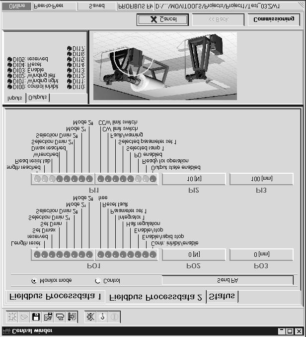 Start av programmet "Central winder" I Fältbussprocessdata Endast vid drift med fältbuss/systembuss: O