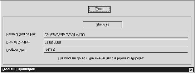 Välj i Compiler "Display/Program Information". Bild : Start av funktionen för programinformation 9AEN Fönstret "Program Information" öppnas.