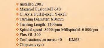 640 Turning Diameter / Length :