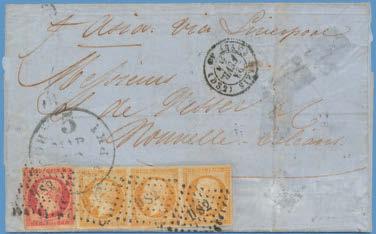 800 1391 32, 49 5 Fr Napoleon (tear) and 10 C in pair on twice folded letter (tears) with pmks 1902, JUSSEY 24 JUIN 75 and red CHARGE. 1.000 1392 152 ** 1 Fr Bordeaux Congres 1923. Signed UM copy.
