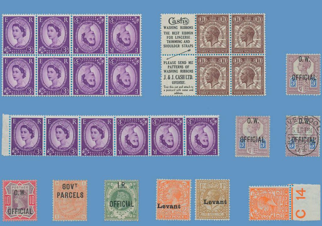 Rare. SG 3.800. 2.000 1515 575 3d in block of 8 stamps with 2 Tête-bêche Tête- pairs. Not known in Stanley Gibbons bêche Catalogue. Rare. 1.400 1516 575 3d in 6 stamps with Tête-bêche between Tête- third and fourth stamps.