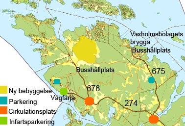Gång- och cykeltrafik Gång- och cykelvägnätet bör byggas ut främst till Vaxholms stad, Ängsvik och Hemmesta, som ligger inom ett rimligt cykelavstånd, men även vidare till Gustavsberg i ett längre
