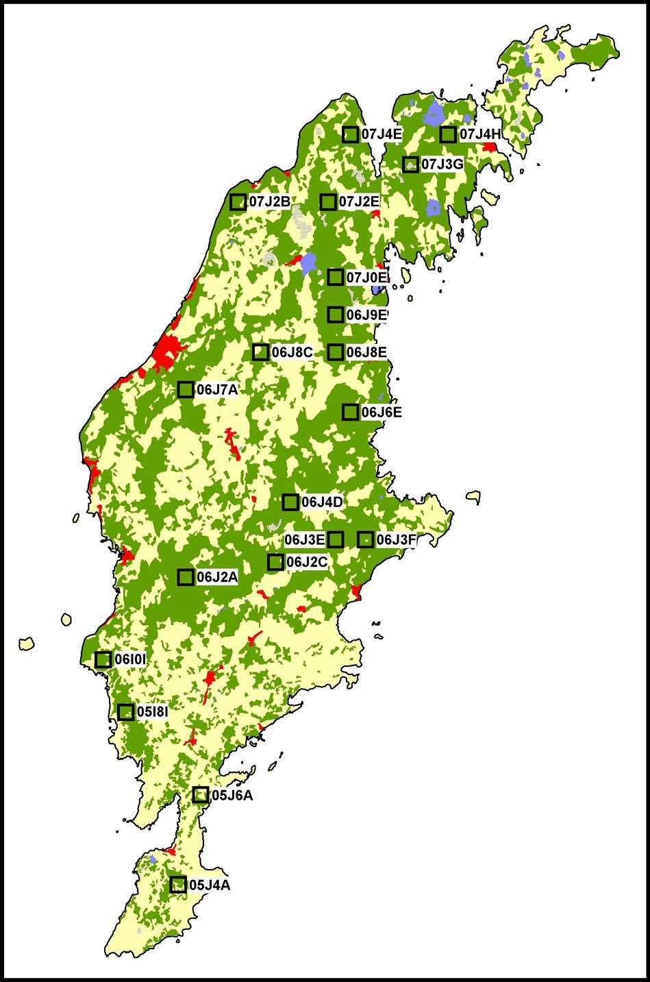 Figur 2. Karta över de 2 inventerade rutterna.