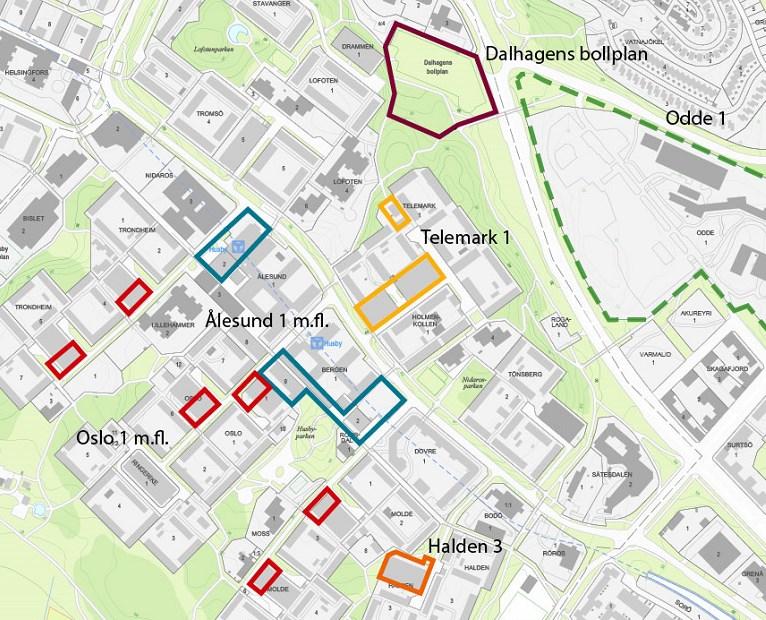 Sida 4 (14) Oslo m.fl, ca 120 lägenheter (rosa markering nedan) dnr 2016-15727 Ålesund 1 m.