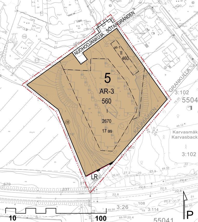 5 BESKRIVNING AV DETALJPLANEN 24 5.1 Planens struktur och områdesreserveringar Detaljplaneändringen gäller fastighet 1:436 i Karvasbacka by.