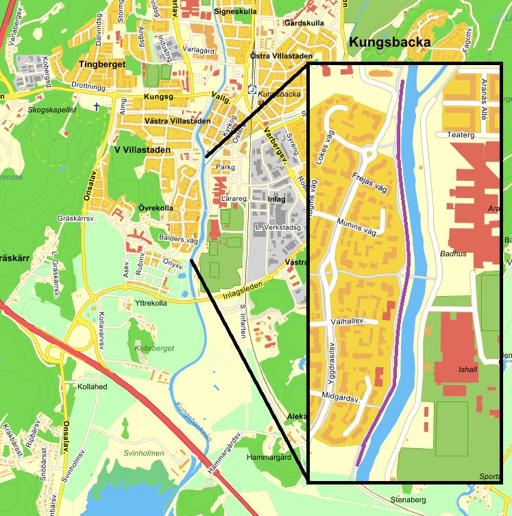 6 (18) Figur 1 Skiss över planerad dragning av översvämningsskydd (lila streck). 3. Riktvärden 3.