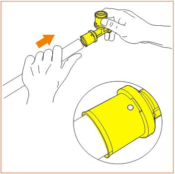 Använda silikonoljan från Valsir för att smörja innerkanten av röret eller o-ringarna som är monterade på slangnippeln.