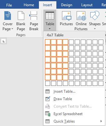 Word Övning 4. Att skapa tabeller Den här övningen går ut på: Att infoga en tabell Att formatera tabellen Lägg in en ny tom sida i ditt dokument (med sidbrytning).