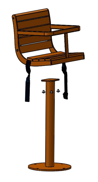 Gräv till Grunda med icke tjälskjutande material så att djupet på groparna blir ca 40 cm. Ställ upp stolen med benet i gropen.