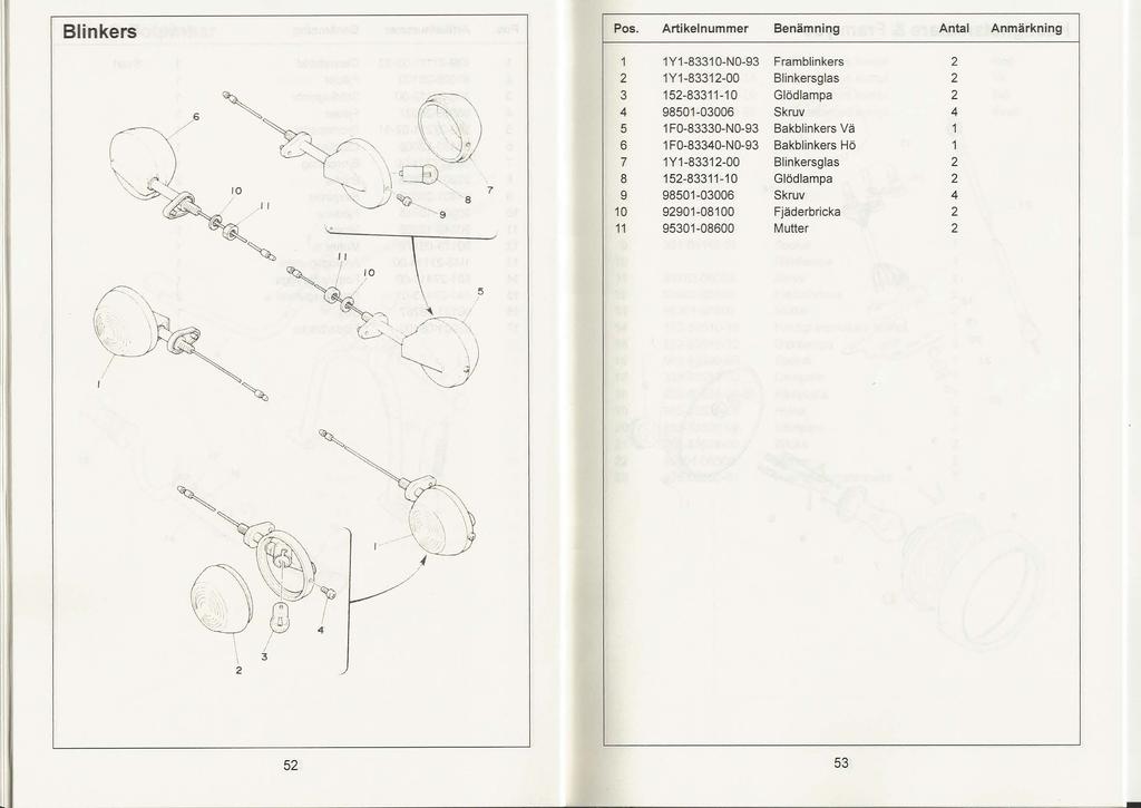 Blinkers Pos. Artikelnummer Benämning Antal Anmärkning '.