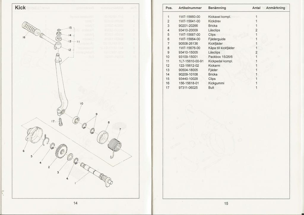 Kick Pos. Artikelnummer Benämning Antal Anmärkning W7-660-00 Kickaxel komp!