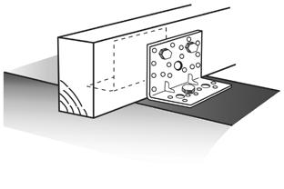 olt holes: Ø 13,0 mm VINKE 438 Vinkeln används för montering av träväggar på betonggolv. Den kortaste skänkeln placeras i utfräst spår undertill.