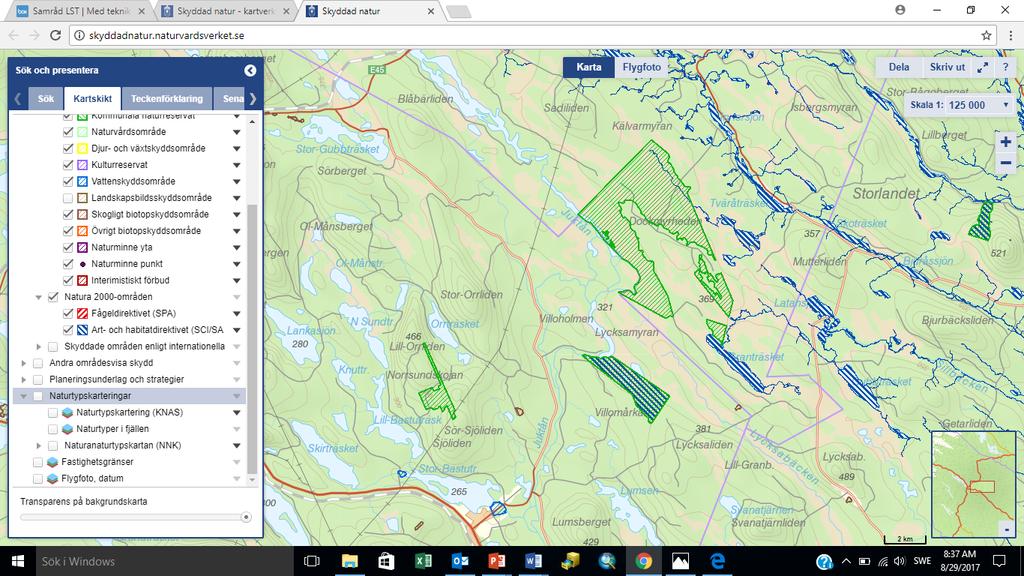 8. Naturvärden Sydväst om Juktån ligger Lycksamyrens naturreservat nedanför Lomseledammen (Figur 14). Reservatet är 2071 hektar varav skyddad areal produktiv skog 427 hektar.