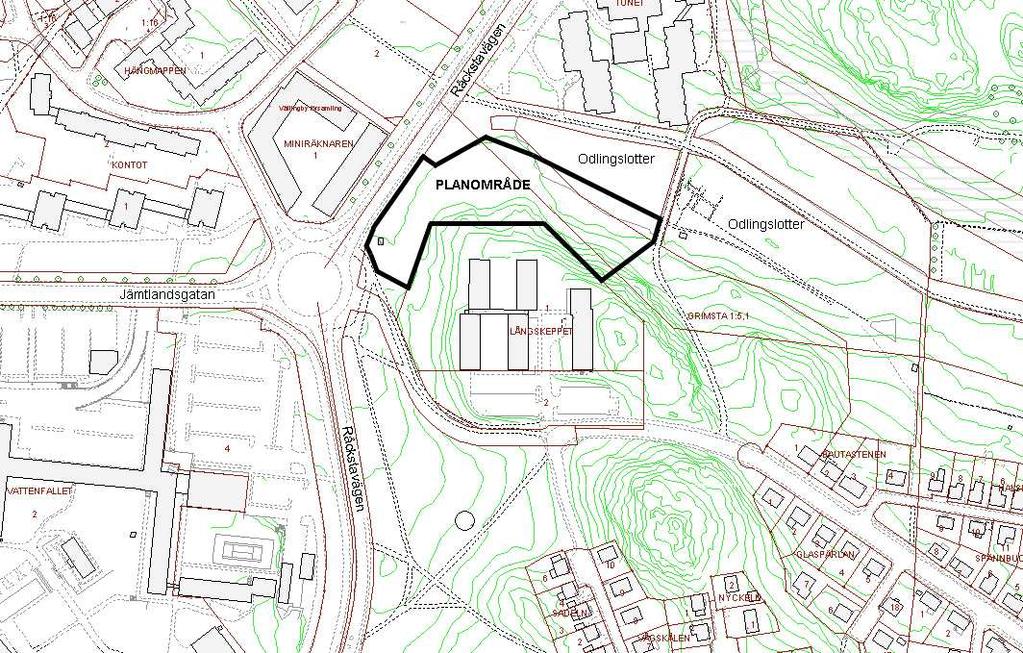 3 (6) Planområdet Översiktskarta med föreslagen plangräns Marken, som har naturmarkskaraktär,