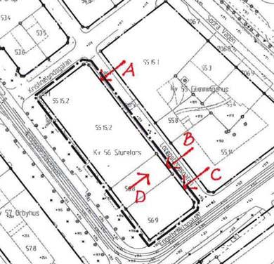 Beräknade bullervärden från trafiken i området med anledning av de föreslagna bostäderna mot Lorensbergsgatan visar att den högsta ekvivalenta ljudnivån är 57 dba.